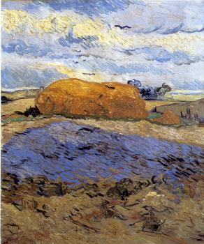 Vincent Van Gogh : Field with a Stack of Wheat or Hay